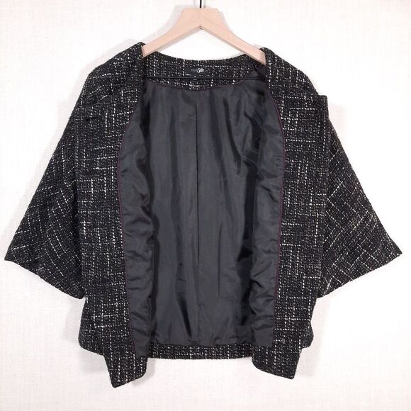 East 5th Women's Tweed Boucle Check Jacket Size Medium Black & White 100% Cotton - Picture 6 of 16